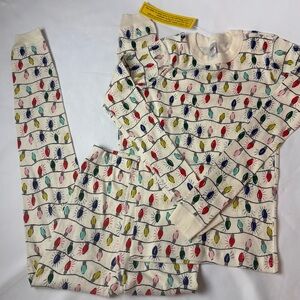 Hanna Andersson Long John Pajama Set Youth Sz 160 CM US 14 Cotton Holiday Bulbs